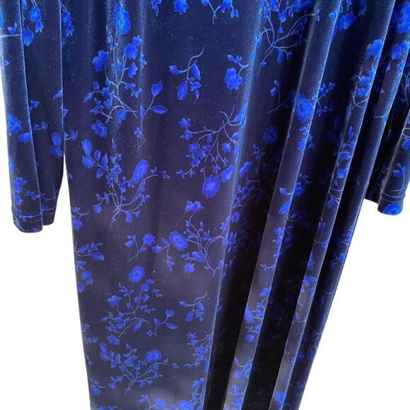 K C Spencer Women's Velvet Floral Whimsigoth Dark Fairy Dress Blue Size 18W - Picture 5 of 10
